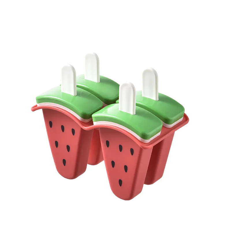 2024 new silicone ice cube tray ice mold silicone watermelon shape 4 cavity easy Release ice tray for popsicle