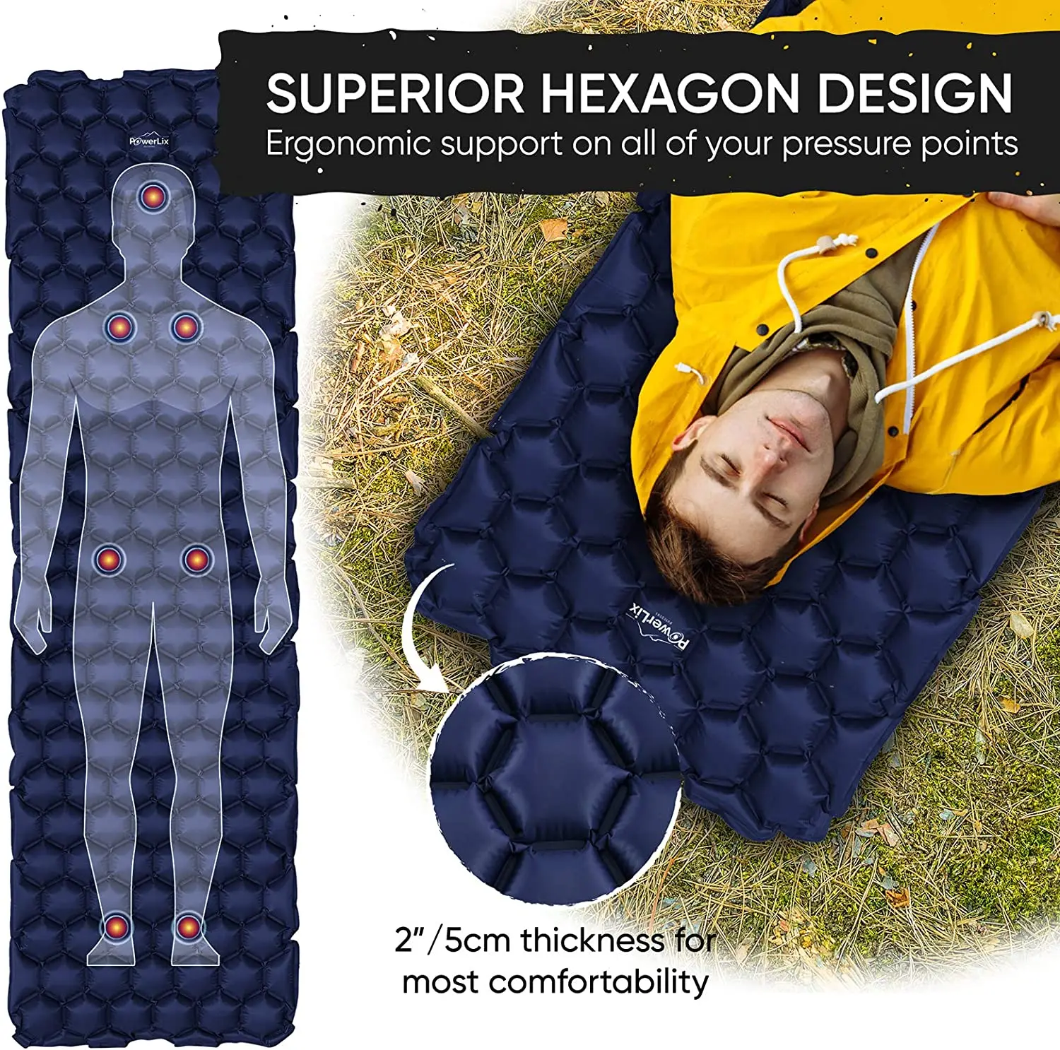 Camping Self-Inflating Air Mattress,Ultralight Inflatable Sleeping Mat,Compact and Lightweight for Outdoor,Backpacking,Hiking