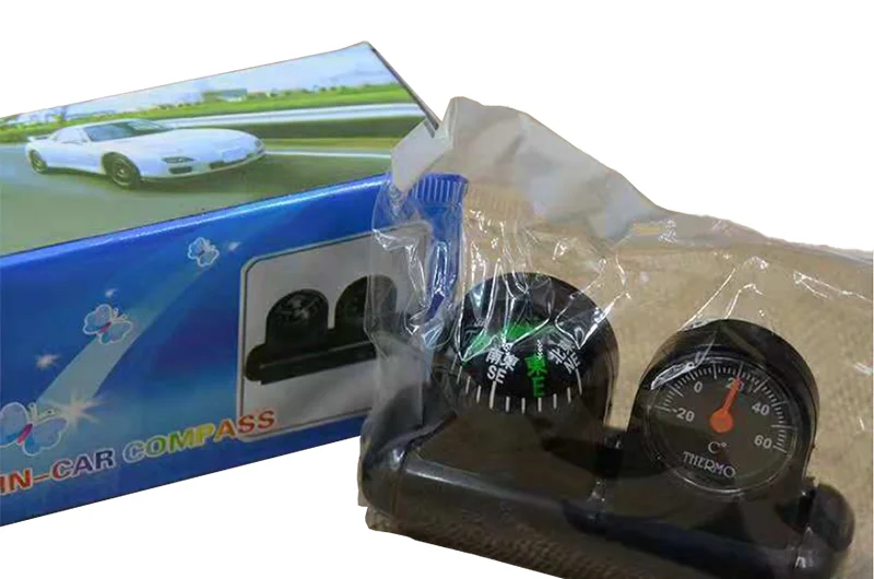 Universal  Car Pedestal Two-in-One Thermometer Guide Ball Compass