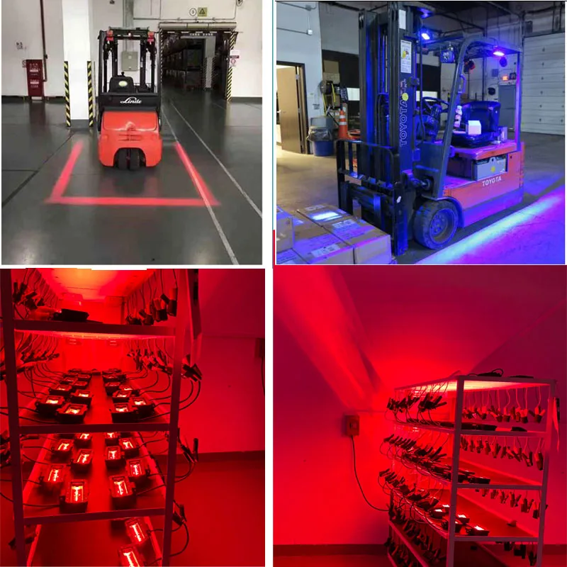 10-80V 45W  Blue LED lights for Forklift Red Zone Side Mount Pedestrian Safety Warning Lights