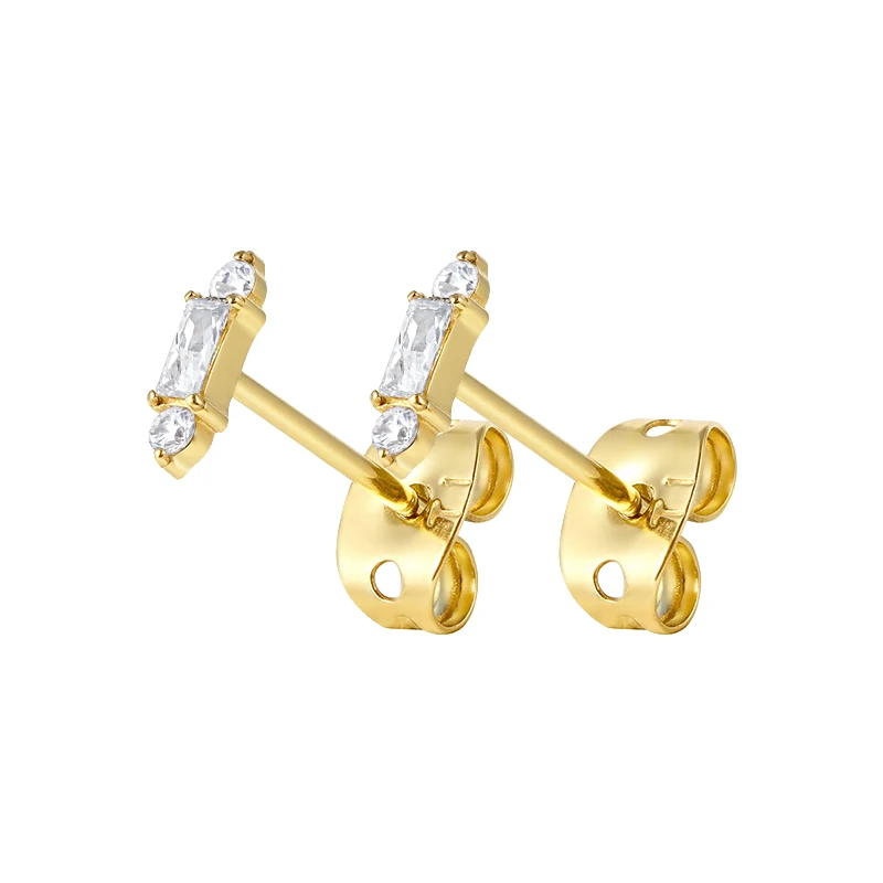 G23 ASTM F136 Titanium pair prong setting square spherical zirconia dingus clip on ear studs body piercing jewelry earrings