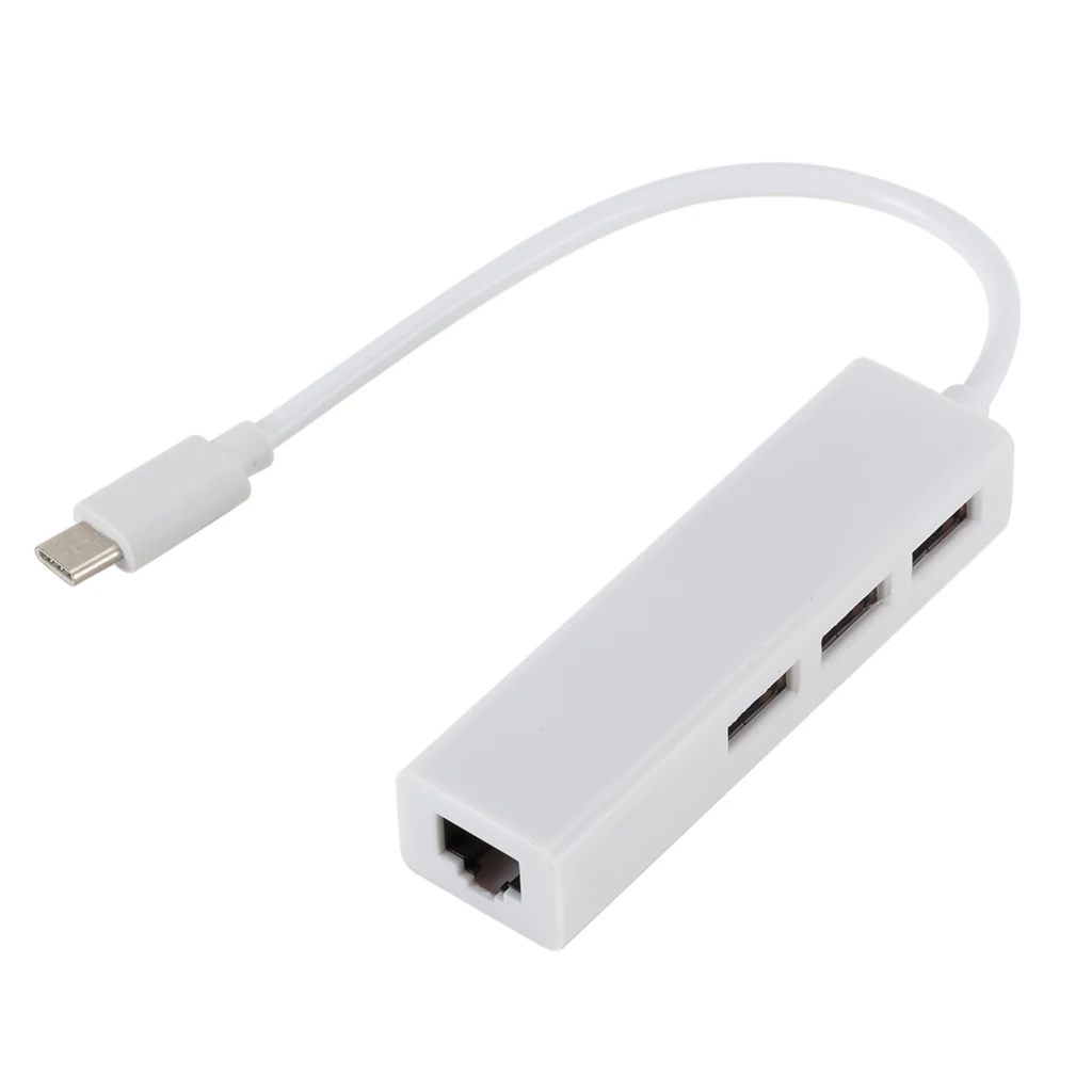 Hot selling Type C to USB2.0 Hub + RJ45 100Mbps Ethernet Lan Adapter cable 4 in 1 USB-C hub converter