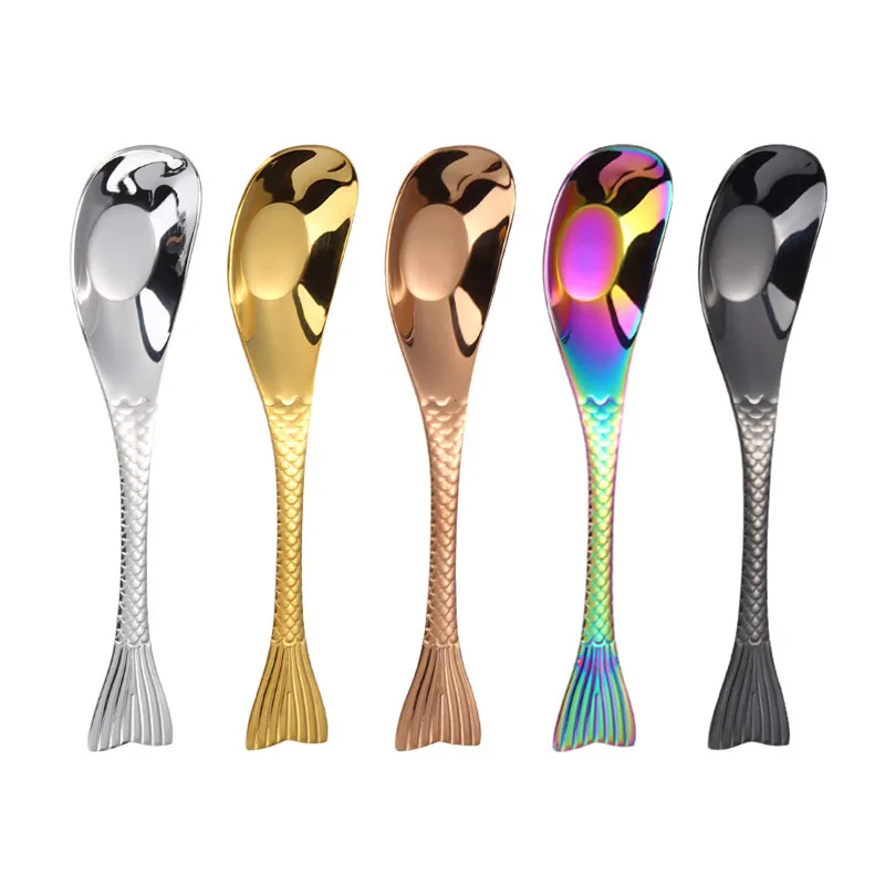 New Type Gold Ingot Fish Tail Spoon 18/10 Stainless Steel Spoon Deepened Chinese Soup Spoon