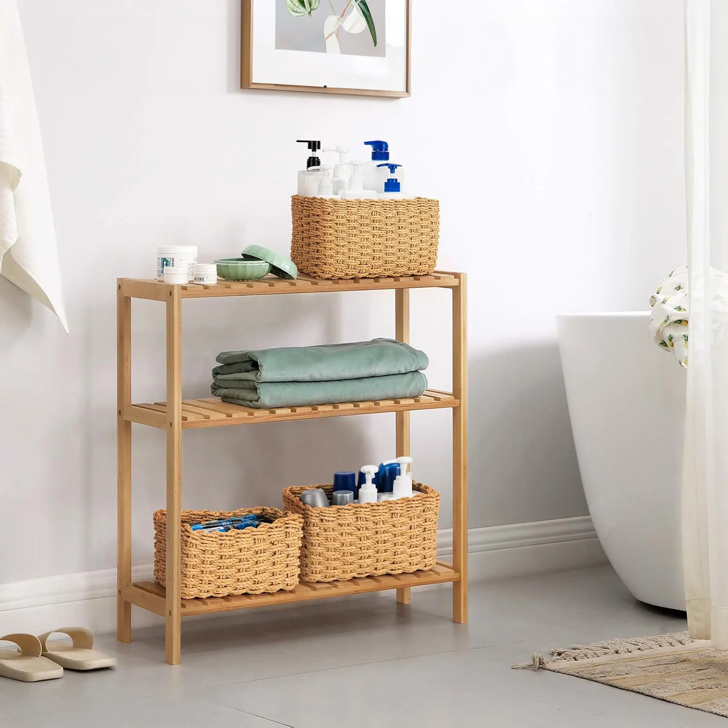 Set of 4 Willow Basket Storage for Changing Unit Stackable Braided Organiser picnic Basket