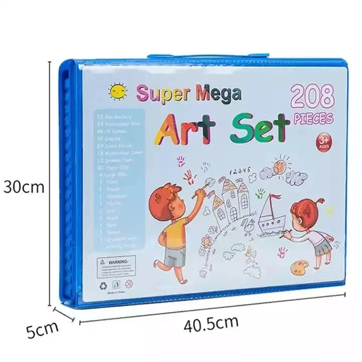 school art set 176/208Pieces Painting Drawing Deluxe Kids Art Set   student drawing set with crayon