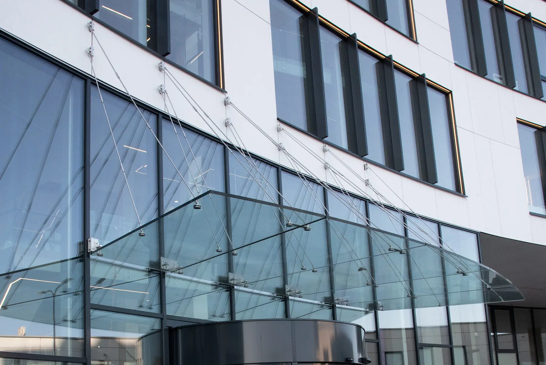 curved glass canopy Suspendion glass canopy porch glass canopy with bracket
