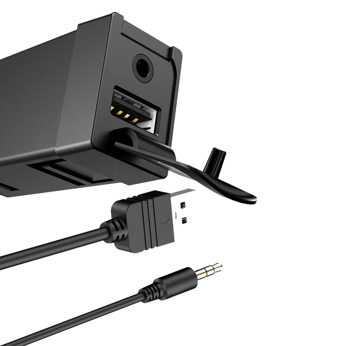 CHELINK 1.5M Flush Mount Cable Car Charger 3.5mm USB AUX Extension Cable Charging Socket with Cover for Toyota