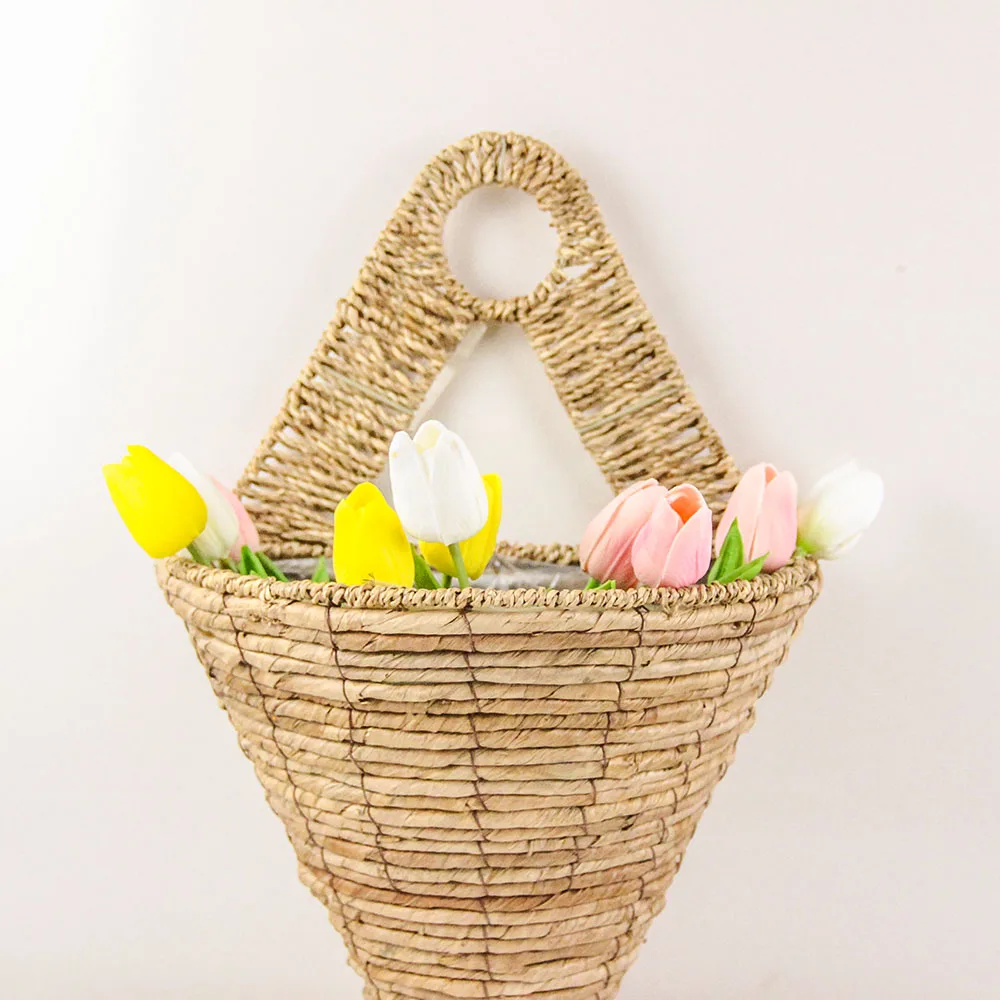 Hot Sale Outdoor Simple Style Rattan Flower Pots Hanging Flower Basket for Plants