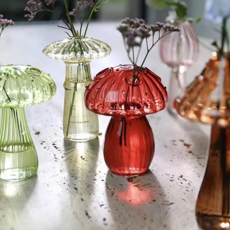 Mushroom shape Glass Vase Aromatherapy reed diffuser Bottle Creative Home Hydroponic Flower Table Simple Decoration