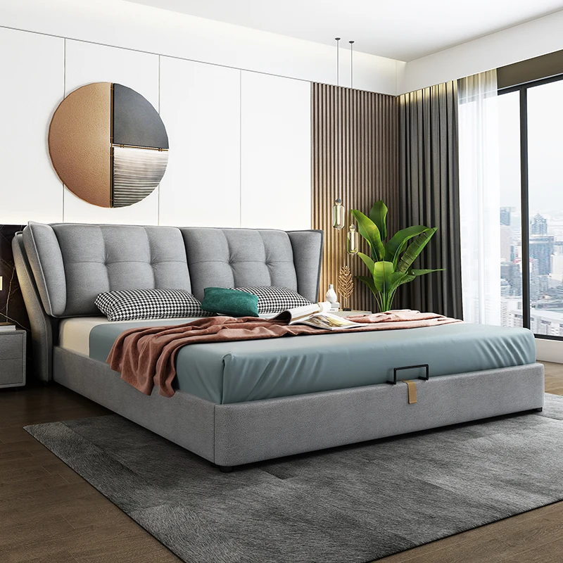 Cheap Wholesale  Large Bed Leather Bed 1.8 m Double King And Queen Size Bed