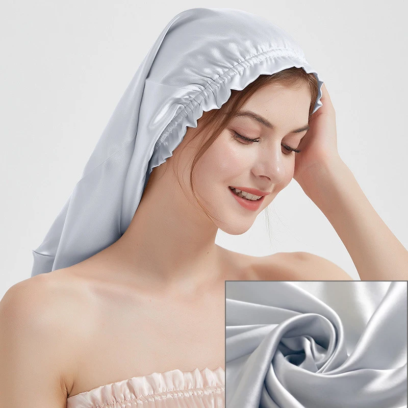 Women Silk Night Sleep Hats Double Layer Head Cover Custom sleeping cap Adjustable silk Satin Bonnet