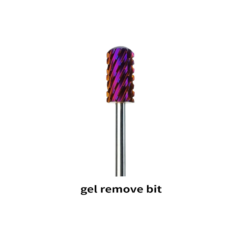5 in 1 Carbide Nail Drill Bits Gold Sanding Band Mandrel Acrylic Professional Cuticle Tool Purple Nail Drill Bits Set