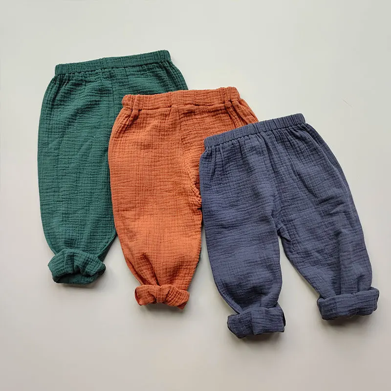 Kids pants korea style casual pure color cotton  baby girls pants wholesale baby clothes