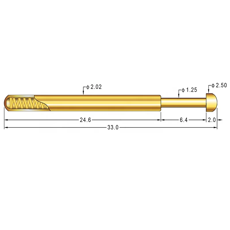 Spring Contact Probe test pin PCB Test Pin gold-plated Brass probe pin UB125