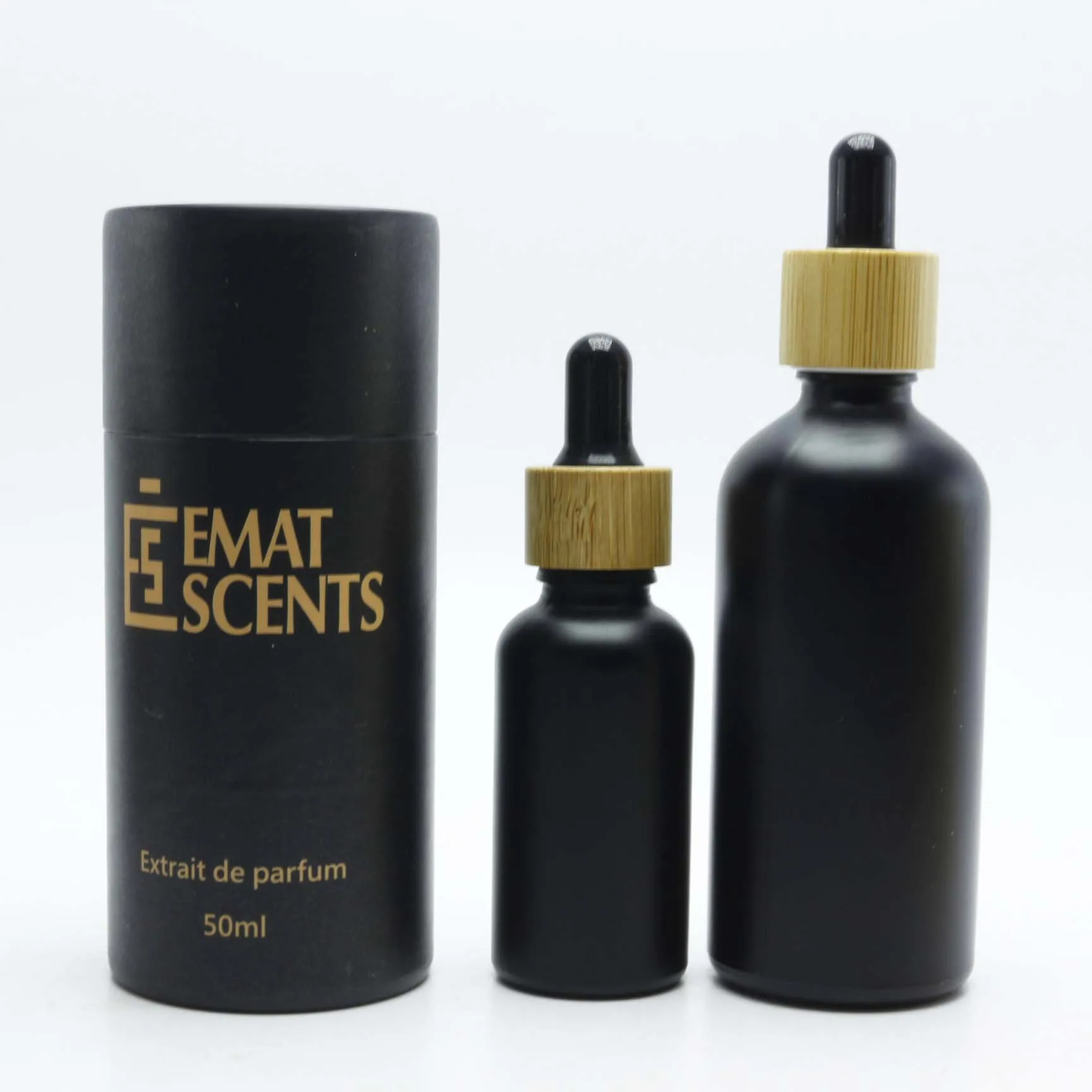 Best selling 30ml black frosted cosmetic bottle essential oil bottle with measurement pipette and paper tube packaging GB-AN35