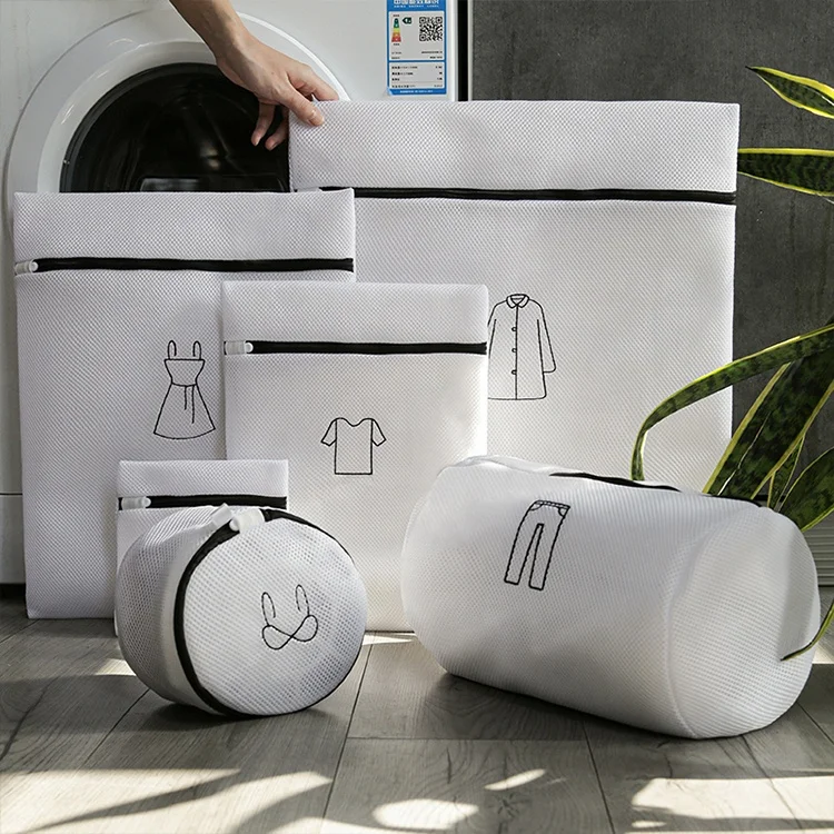 Custom embroidered sandwich net mesh delicate clothes garment washing machine net bag scrubba wash bags