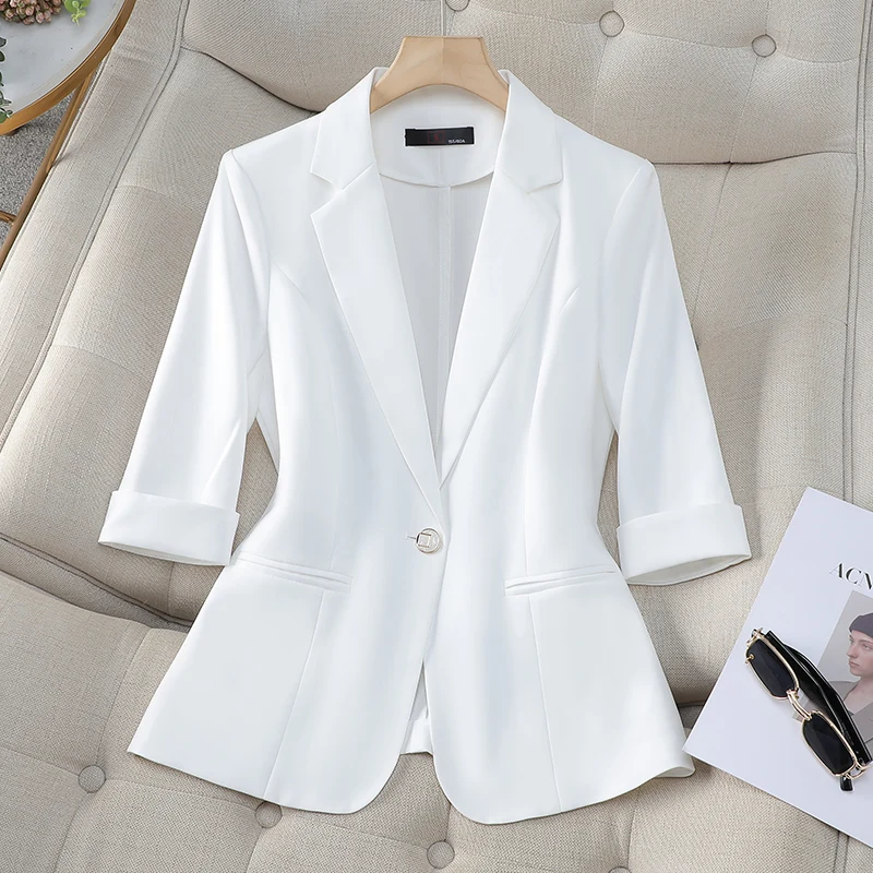 Work Elegant Peaked Lapel Jacket Design Brand Woman Blazer
