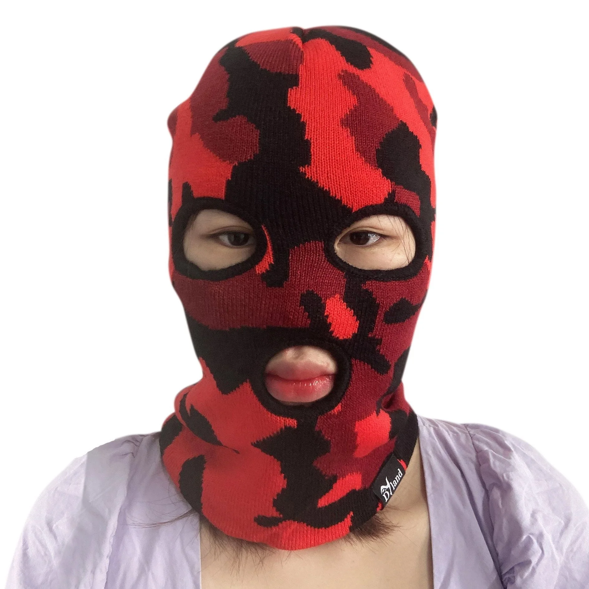  wholesale men acrylic jacquard design full face mask custom 3 hole knit ski balaclava