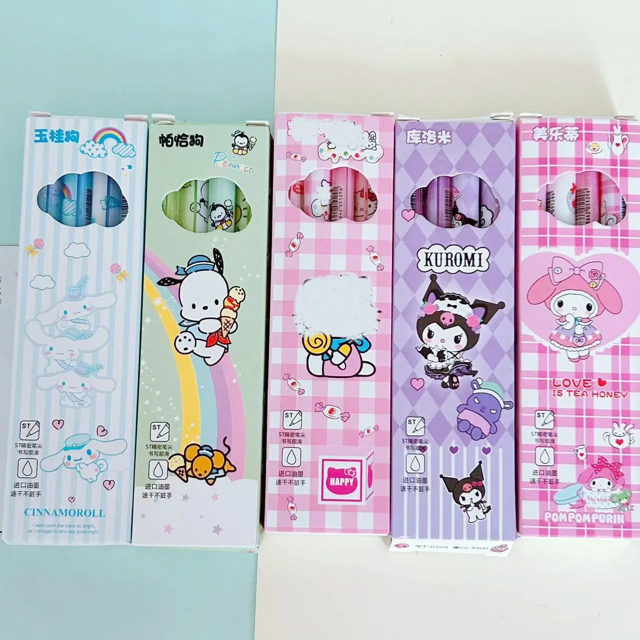 4pcs Sanrioed Pen Anime Kawaii Stationery Student Supplies Kuromi School Office Accessories Cute Pens Practical Gift