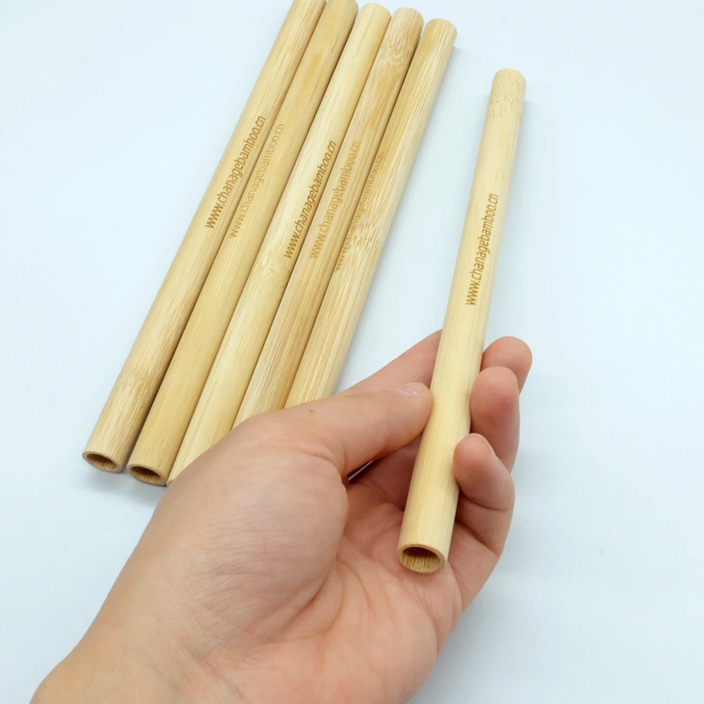 Customized Logo Organic Biodegradable Disposable Bamboo Drinking Straws for Mate Bubble Boba Tea