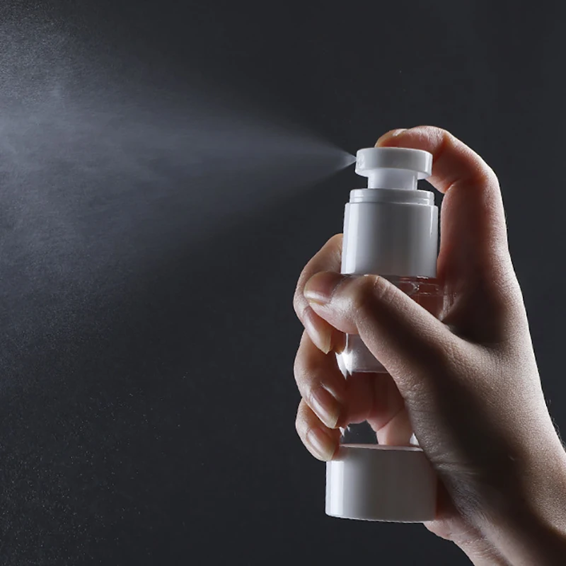 Portable 15ml 30ml 50ml 80ml 100ml AS Lotion Luxury White Serum Airless Spray Bottle Silver Jar Airless Pump Bottle For Travel