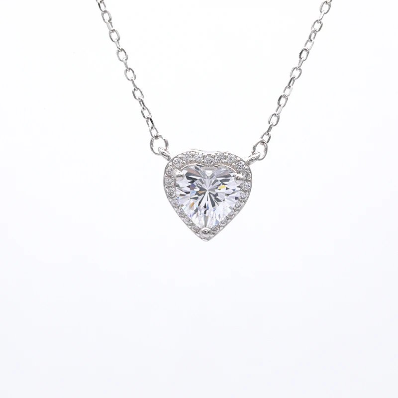 Exquisite necklace Multicolored heart shaped Zircon pendant Necklace 925 sterling silver necklace for women gift