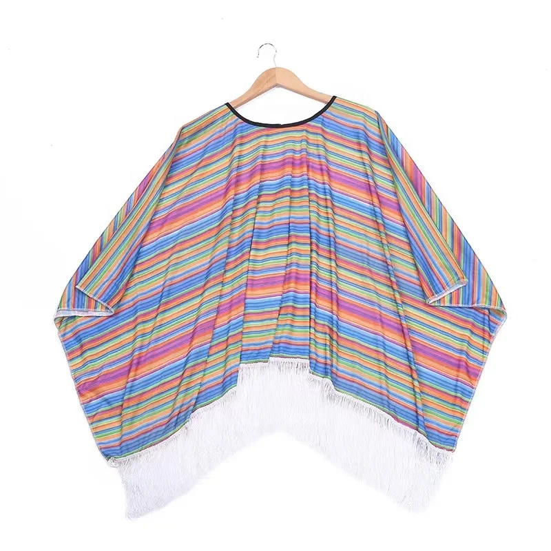 Mexican Carnival Party Cinco De Mayo Traditional Serape Mexican Poncho for Kids