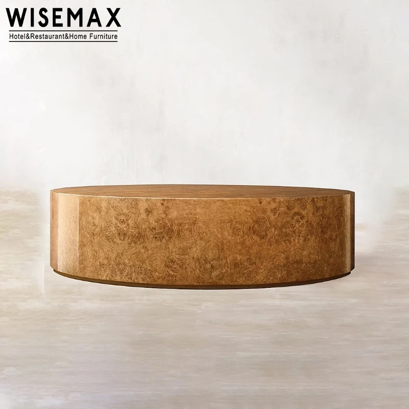 WISEMAX FURNITURE Designer Muebles De Sala Modern Mesa De Centro Para Sala Burl Wood Round Luxury Coffee Table for Living Room