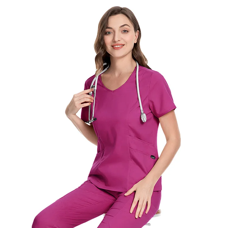Manufacture wholesale hospital medical neutral scrubs Top With Jogger Pants Nurse Workwear