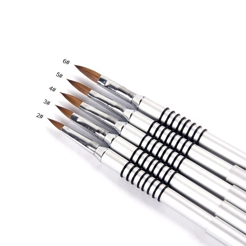 
1PC Kolinsky Sable 2# 4# 6# Sliver Metal Nail Art Brush Pen Acrylic Brush 