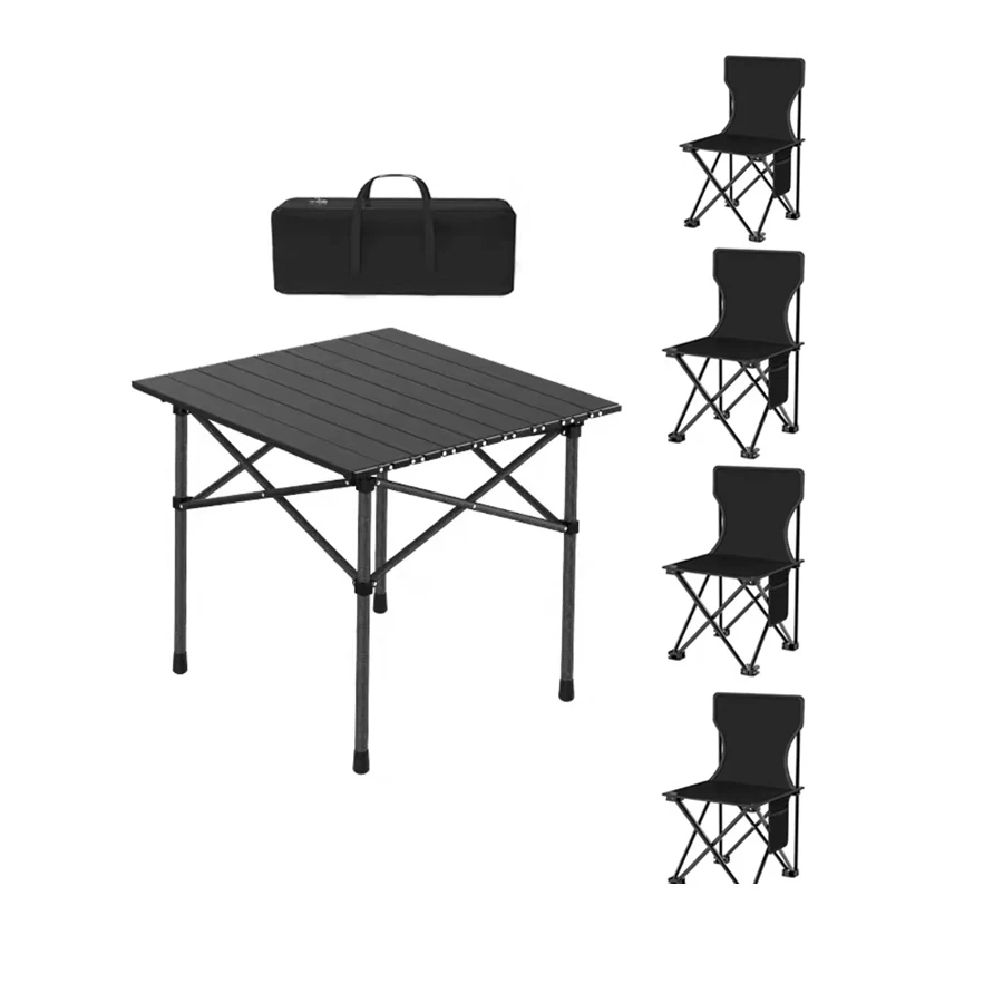 Outdoor Folding Table And Chair Set Portable Camping Chair Egg Roll Table Garden Furniture BBQ Camping Picnic Table With Chairs