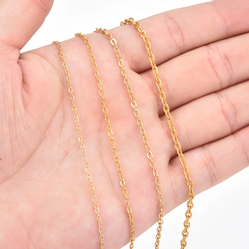 Dina Factory Basic Dainty Chain Stainless Steel O-Chain 18K Gold Plated Non-Tarnish Jewelry DIY Making Accessories