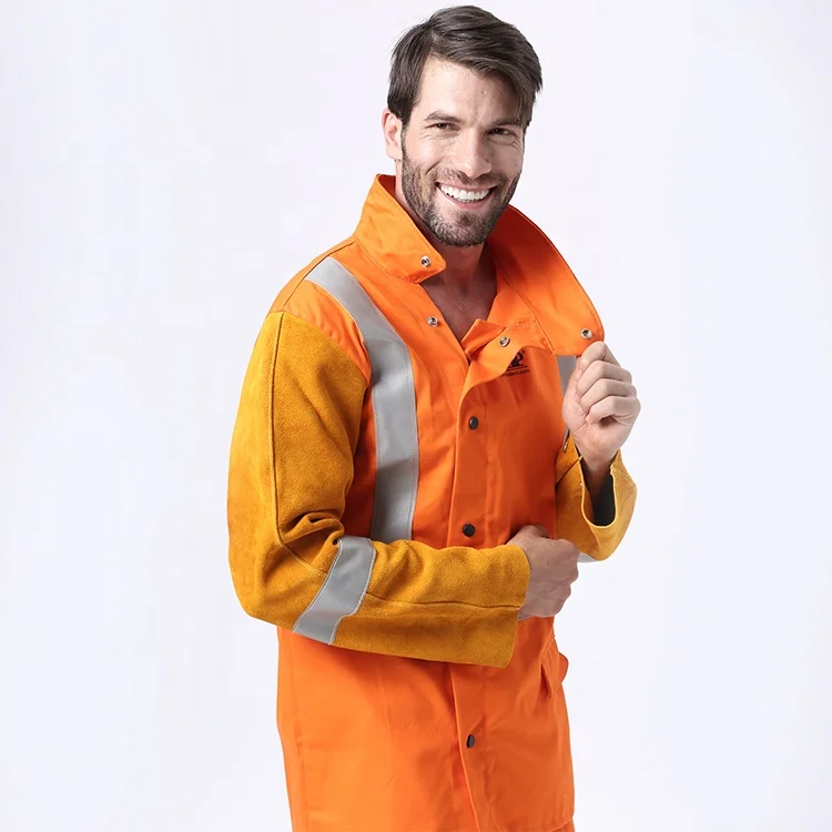 AP Hi-Vis Welding Jacket Leather Reflective Tape FR Work Clothing for Safety