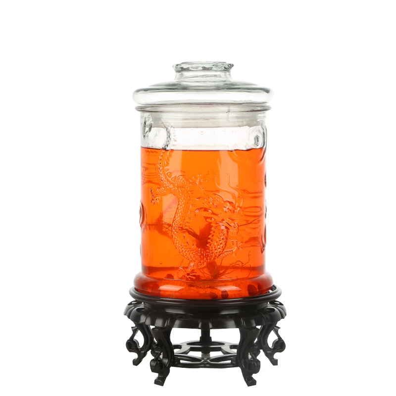 
Wholesale Cylindrical Wine Glass Bottle With Tap 5 KG 7 KG 10 KG Thickened Wine Glass Bottle Jar 