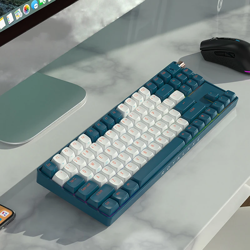 80% Keyboard RGB 87 Keys PBT Keycaps Keyboard Computer Gaming USB Wired Gamer Hot Swap Mechanical Keyboard