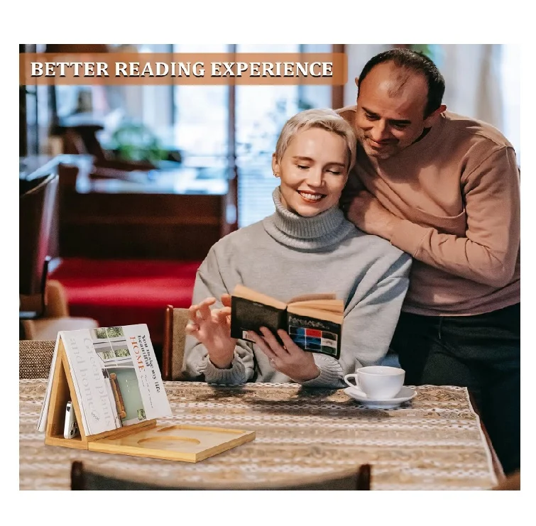 Triangle Book Holder Stand Foldable Bookmark Solid Wood Book Rest Page Holders