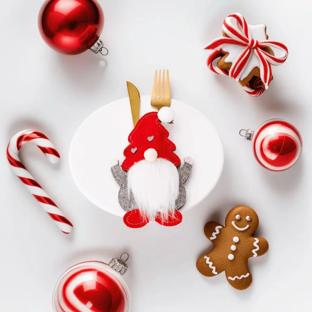 Wholesale factory price lovely and cheap decorative christmas cutlery knife and fork bags