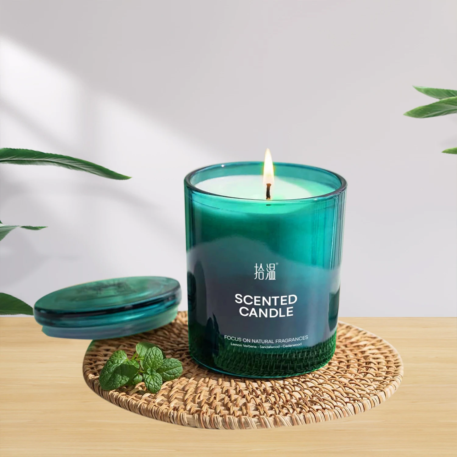 Wholesale green glass jar candles aromatherapy candles smokeless candles