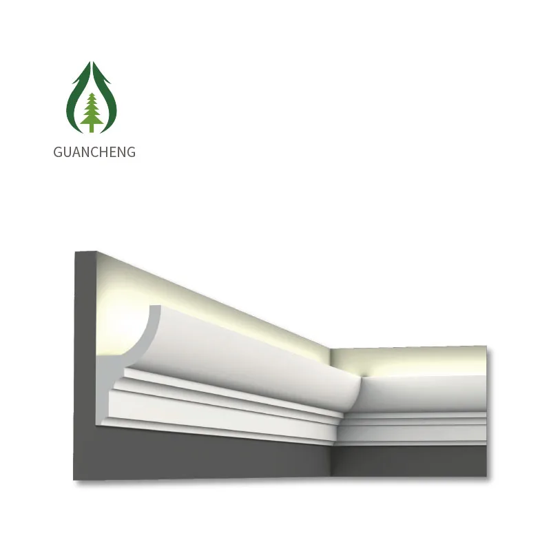 Guancheng 72*41mm European Style White Color Laminate Crown Moulding Waterproof Easy Installation Decorative