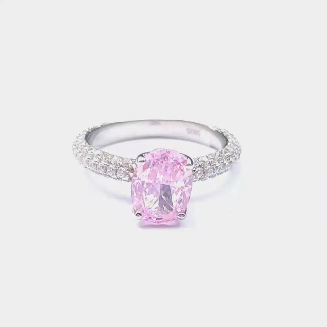 ZHF Jewelry Pink high carbon diamond ring Support drop shipping and trace the source of gems
