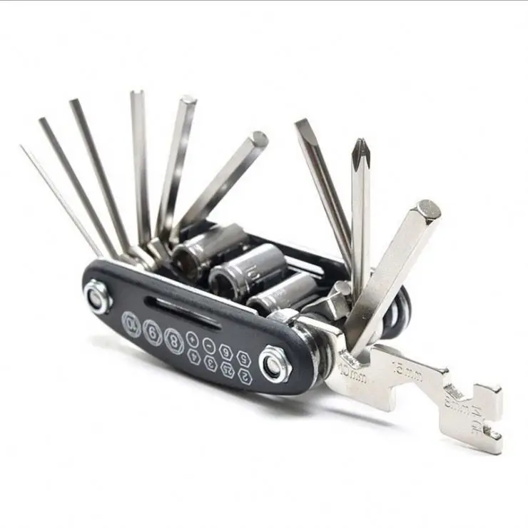 Bicycle repair combination tool 16 in 1 mountain road bike multi-function folding tire repair wrench set accessories screwdriver