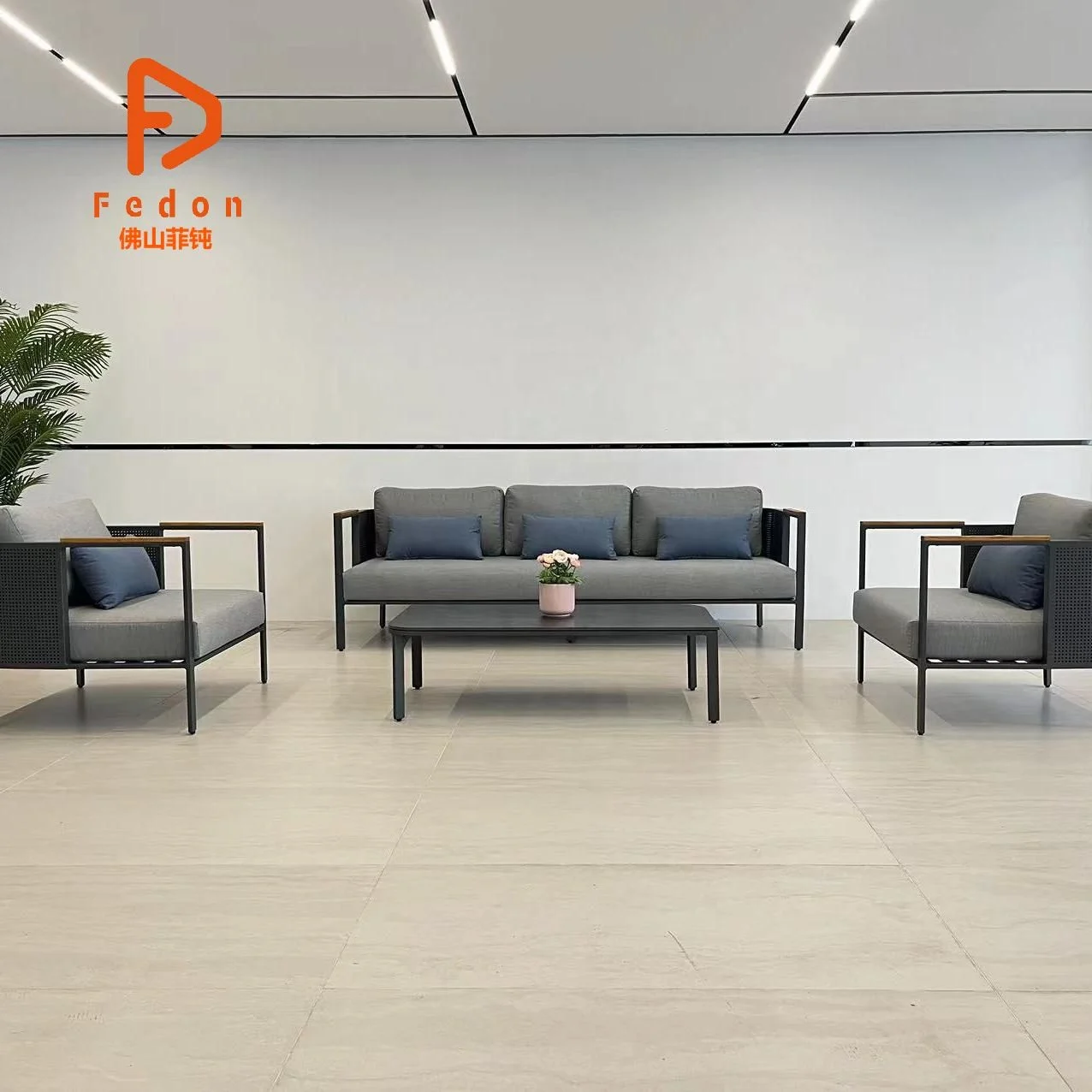 Fully aluminum gardening sofa with Tai Wan olefin cushions durable living sofa set