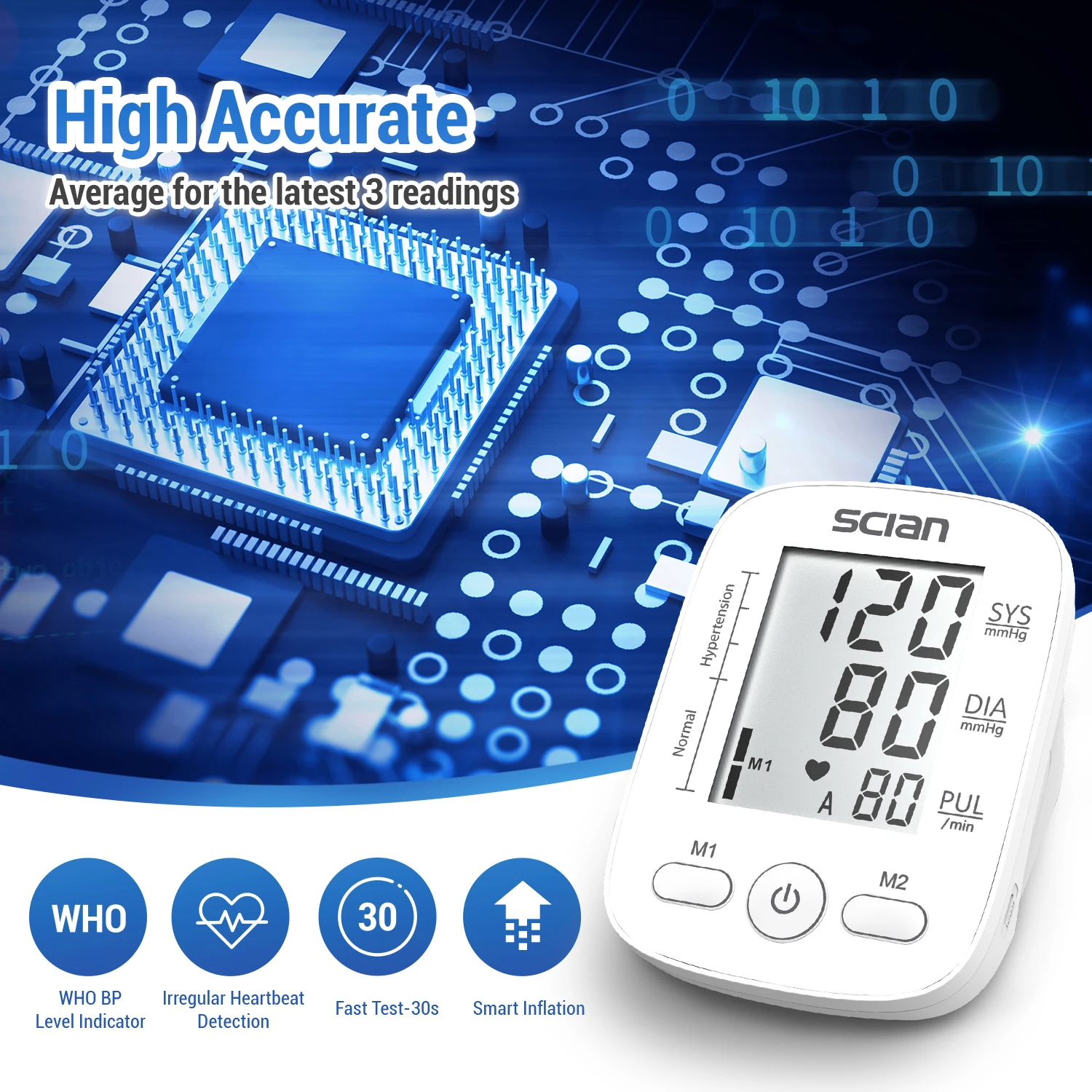 SCIAN LD-562 Hot Selling High Precision Automatic Upper Arm Digital Bp Digital Electronic Blood Pressure Monitor