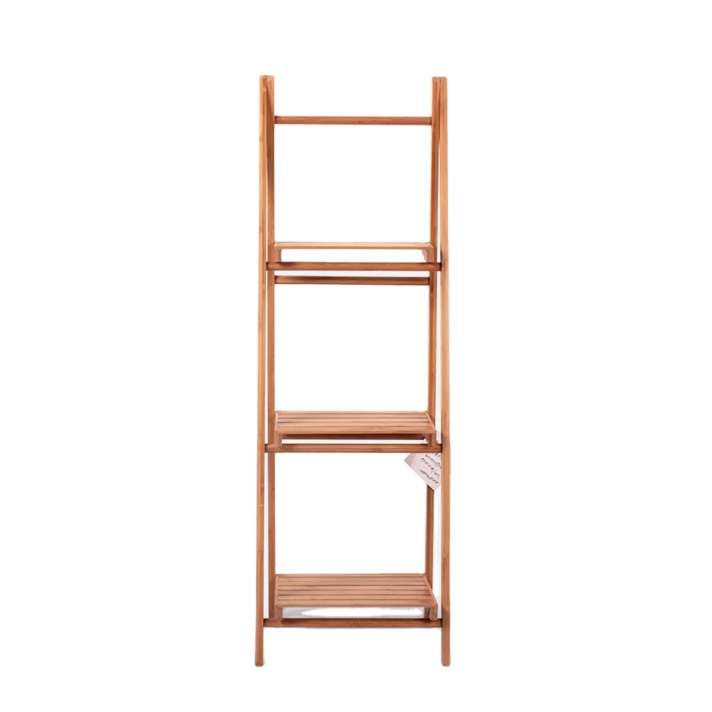 Good Quality Three Tier Flower Rack Standing Wooden Bamboo Plant Display