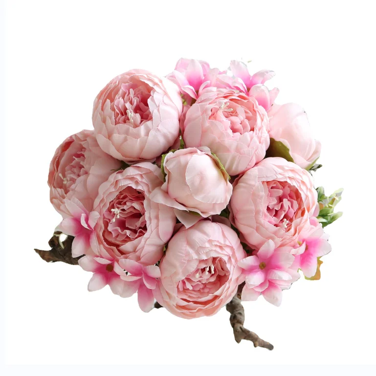 SMD026 6 head popular selling peony artificial silk flowers wholesale home decor wedding flower
