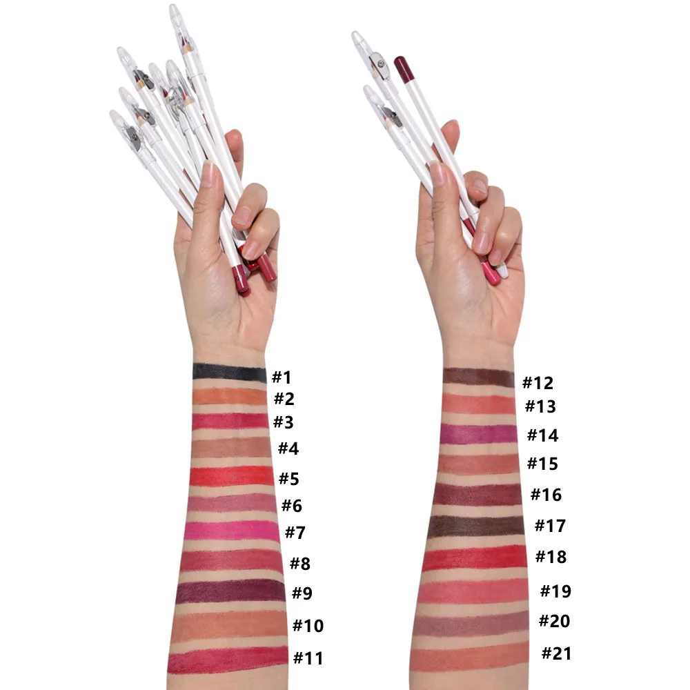 Hot selling lips de pene waterproof creamy lip liner with sharpener private label vegan lipliner pencil