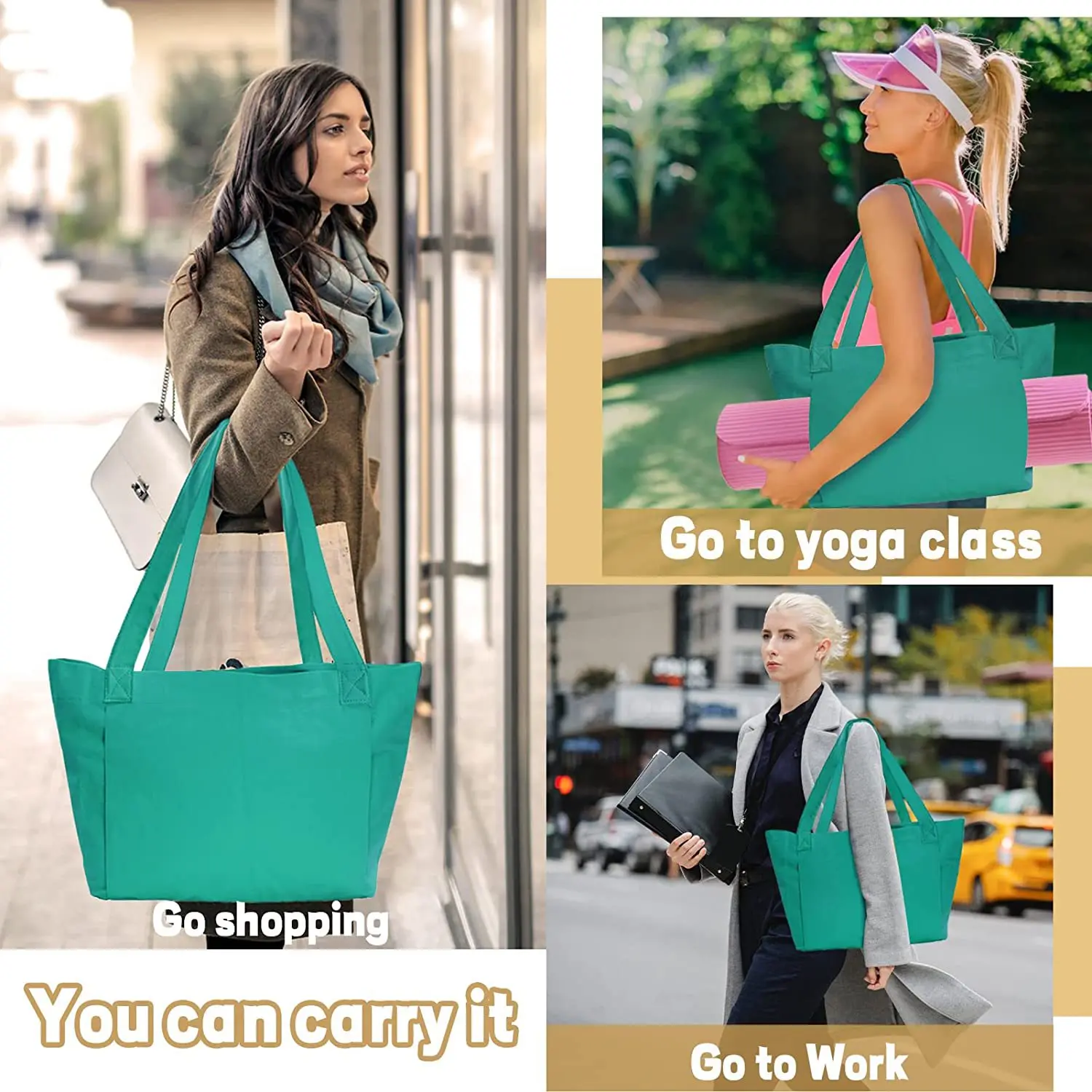 Wholesale Custom Large Capacity Gym Tote Bag with Yoga Mat Carrier Eco-Friendly Canvas Pilates Fitness Tote Bag