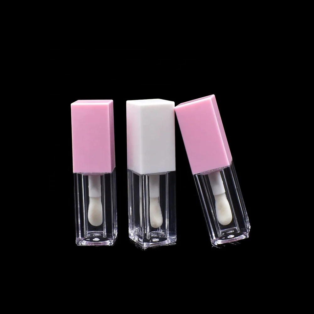 Free Sample Color Lipstick Tubes Square Lipstick Lip Gloss Filler Plastic Jar with Applicator Brush lip gloss tubes 5ml