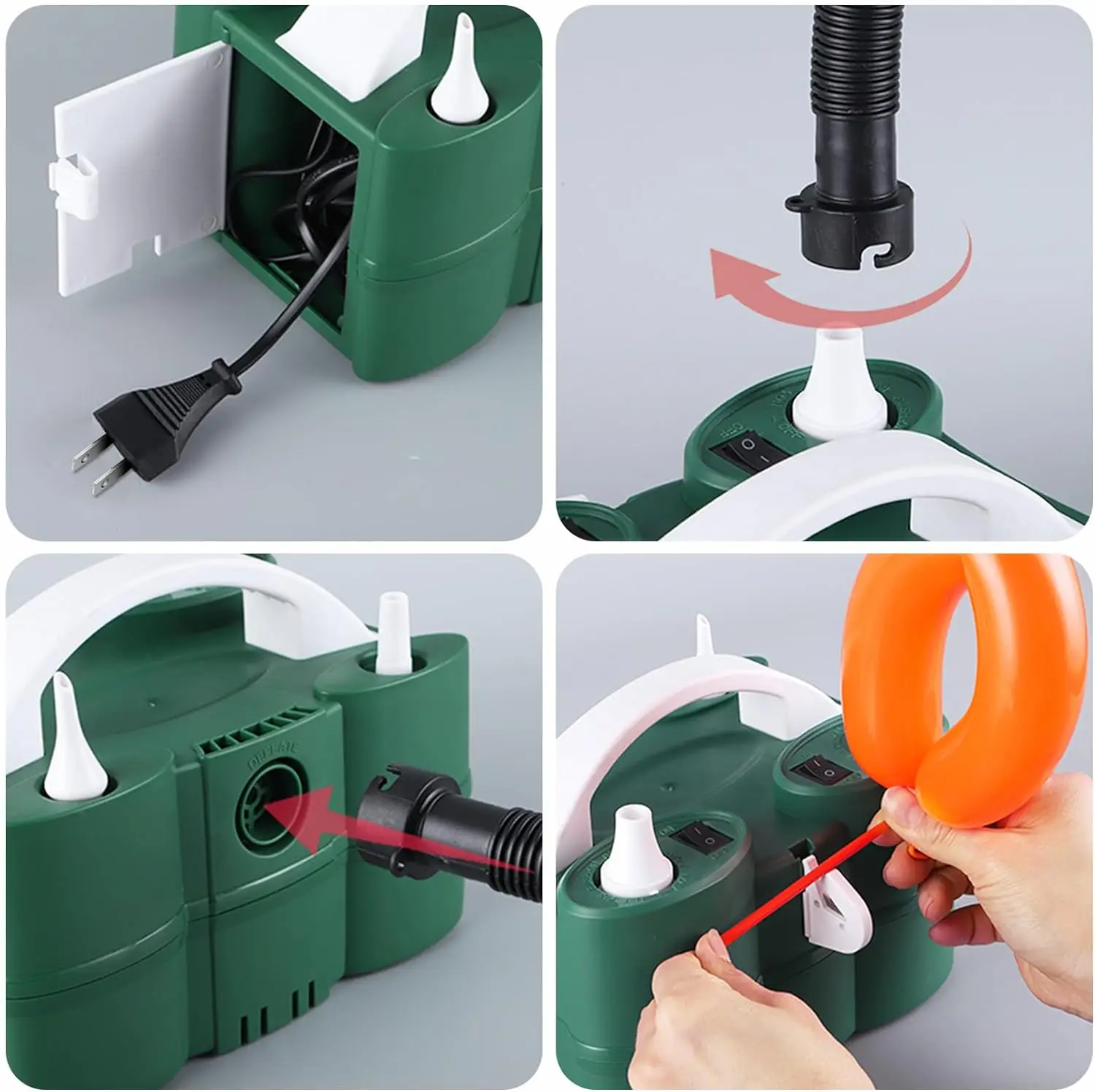 Customizable Multifunctional Party Supplies Dual Nozzle Balloon Blower Electric Pump Garland Arch Kit 100V 600W Air Inflator