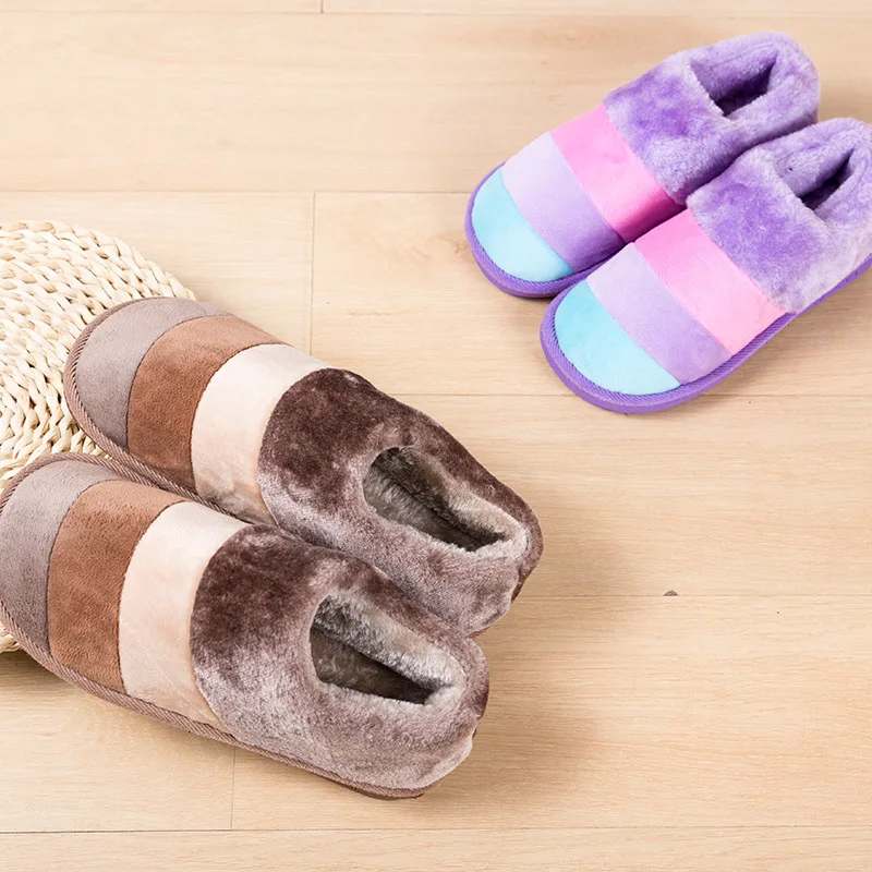 2022 winter indoor home bedroom cotton slippers for men and women thick-soled non-slip furry fluffy ladies slippers